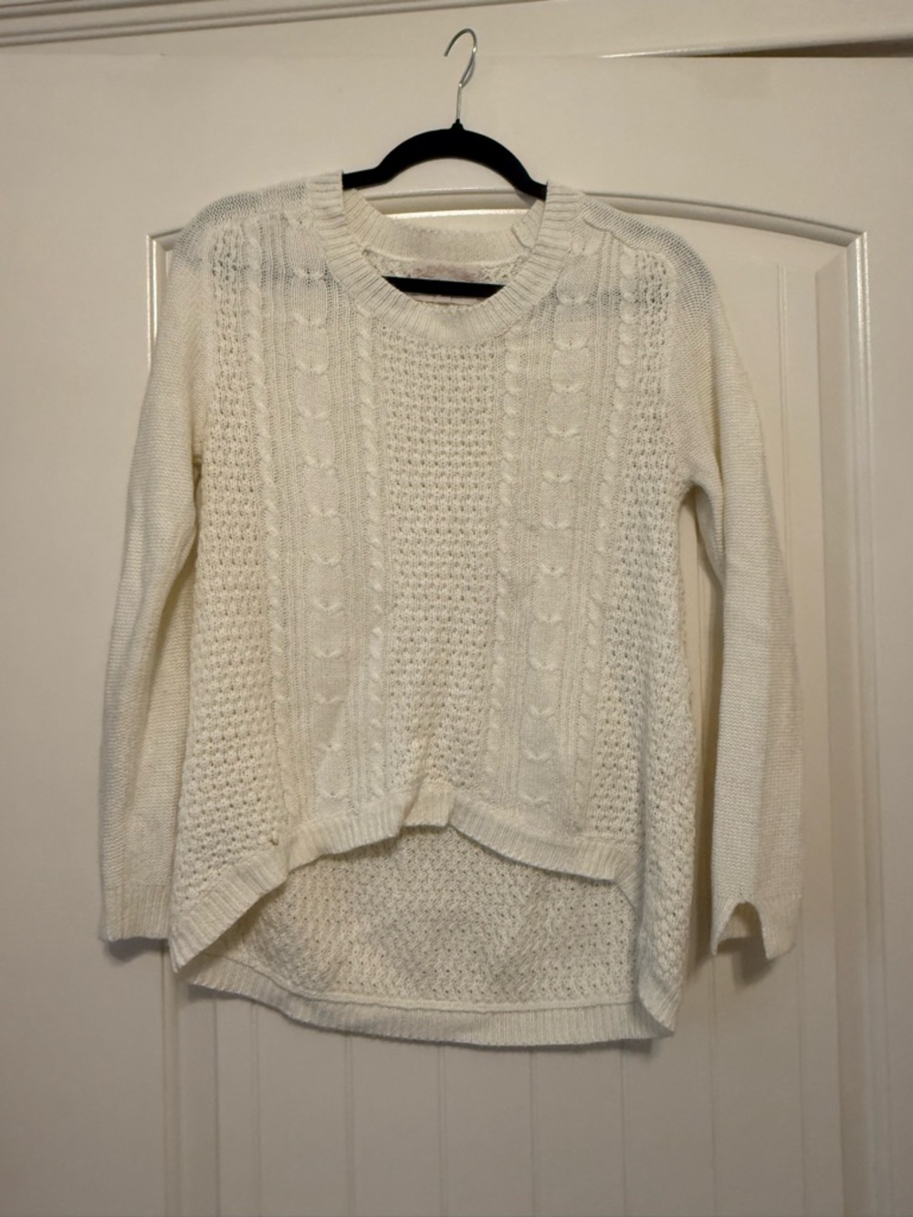 Ambiance Cream Cable Knit Scoop Neck Sweater